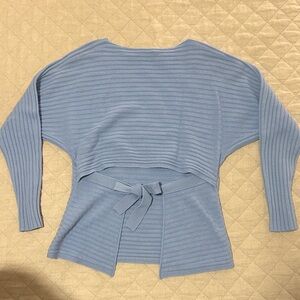 Vince Light Blue Ribbed Knit Top